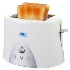 Anex AG-3011 - 2 Slice Toaster - White Pop Up Toaster ZS